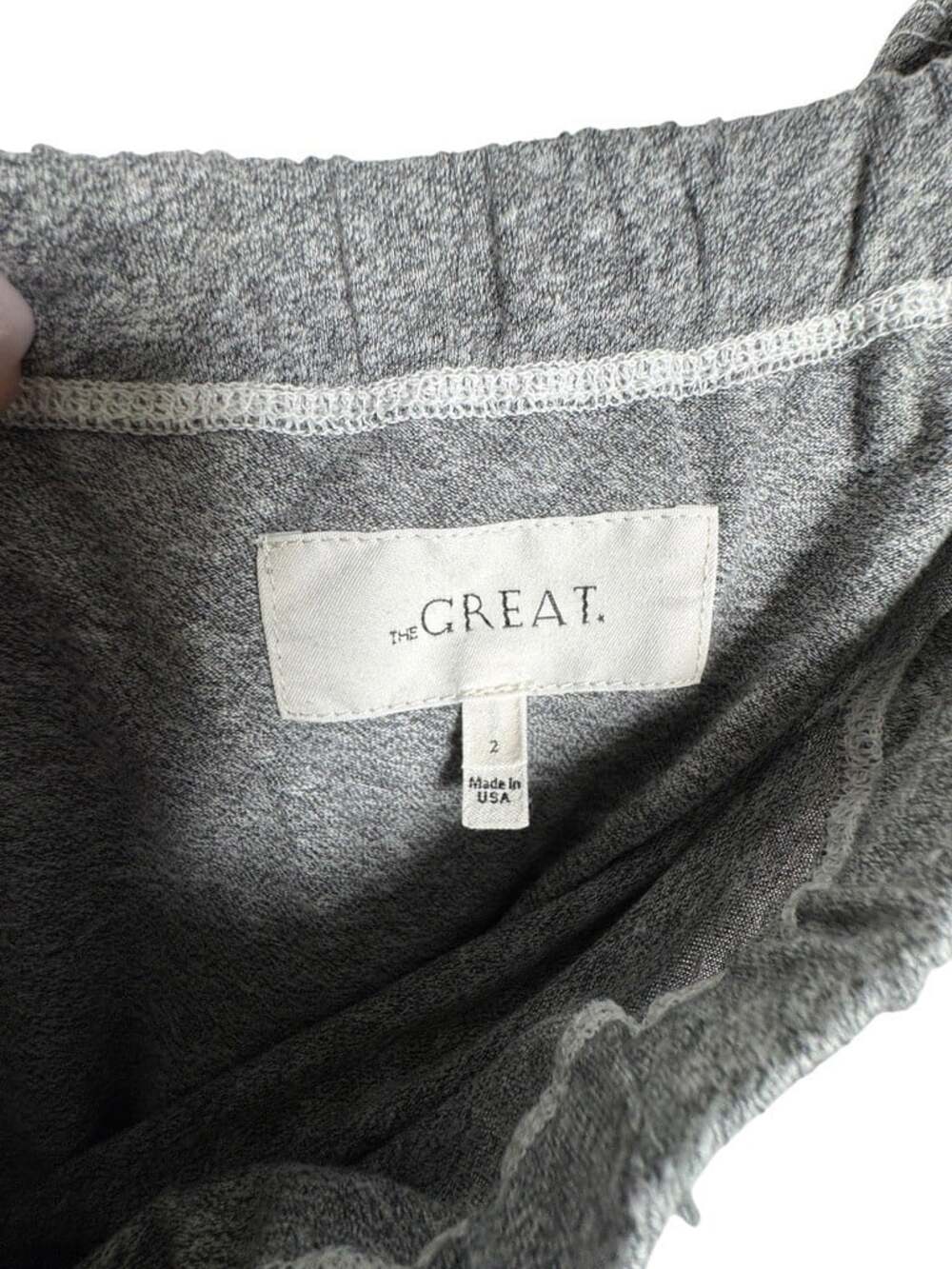 The Great Heather Grey Lounge Set Tee Wide Leg Drop Crotch Pants 1 S 2 M - Picture 8 of 9